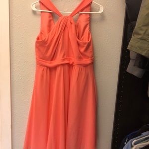 David’s Bridal Short Crinkle Chiffon Y Neck Dress